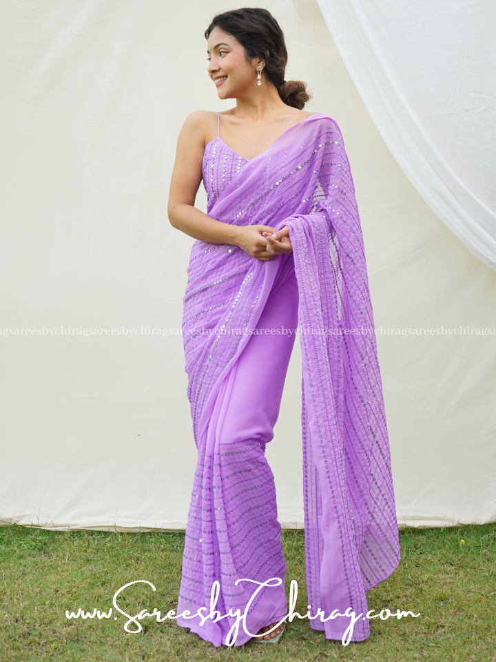 Buy Lilac Georgette Saree online-Karagiri – Karagiri Global