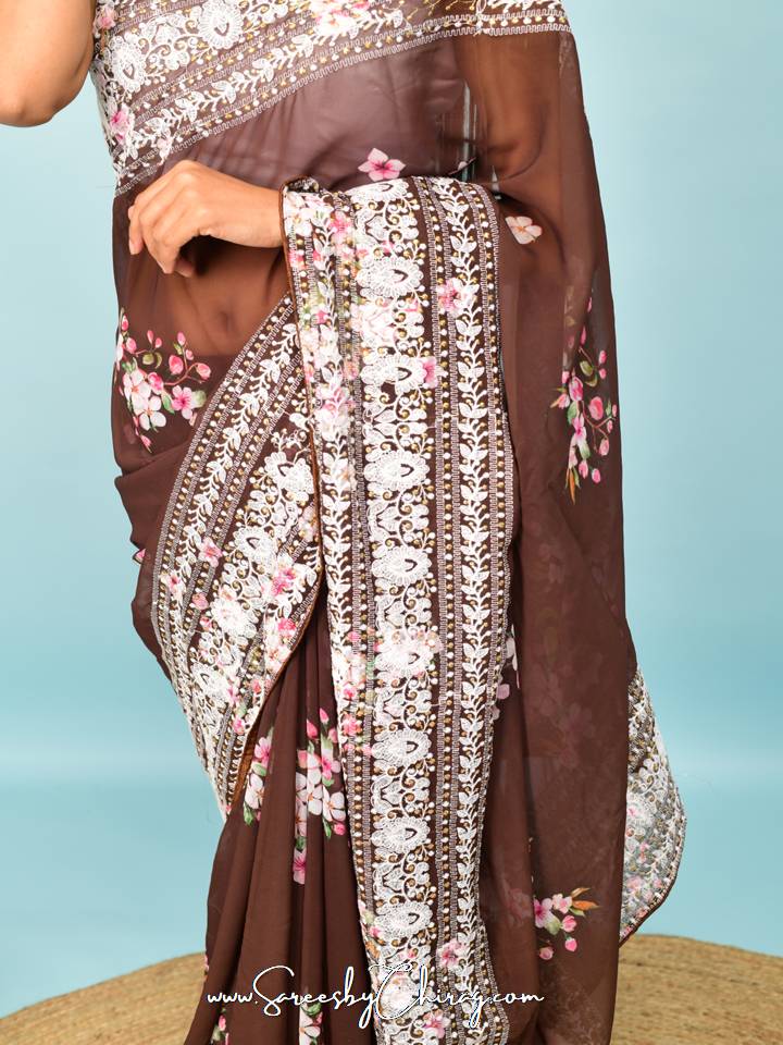 Brown Traditional Charm in Georgette | Nakshtra