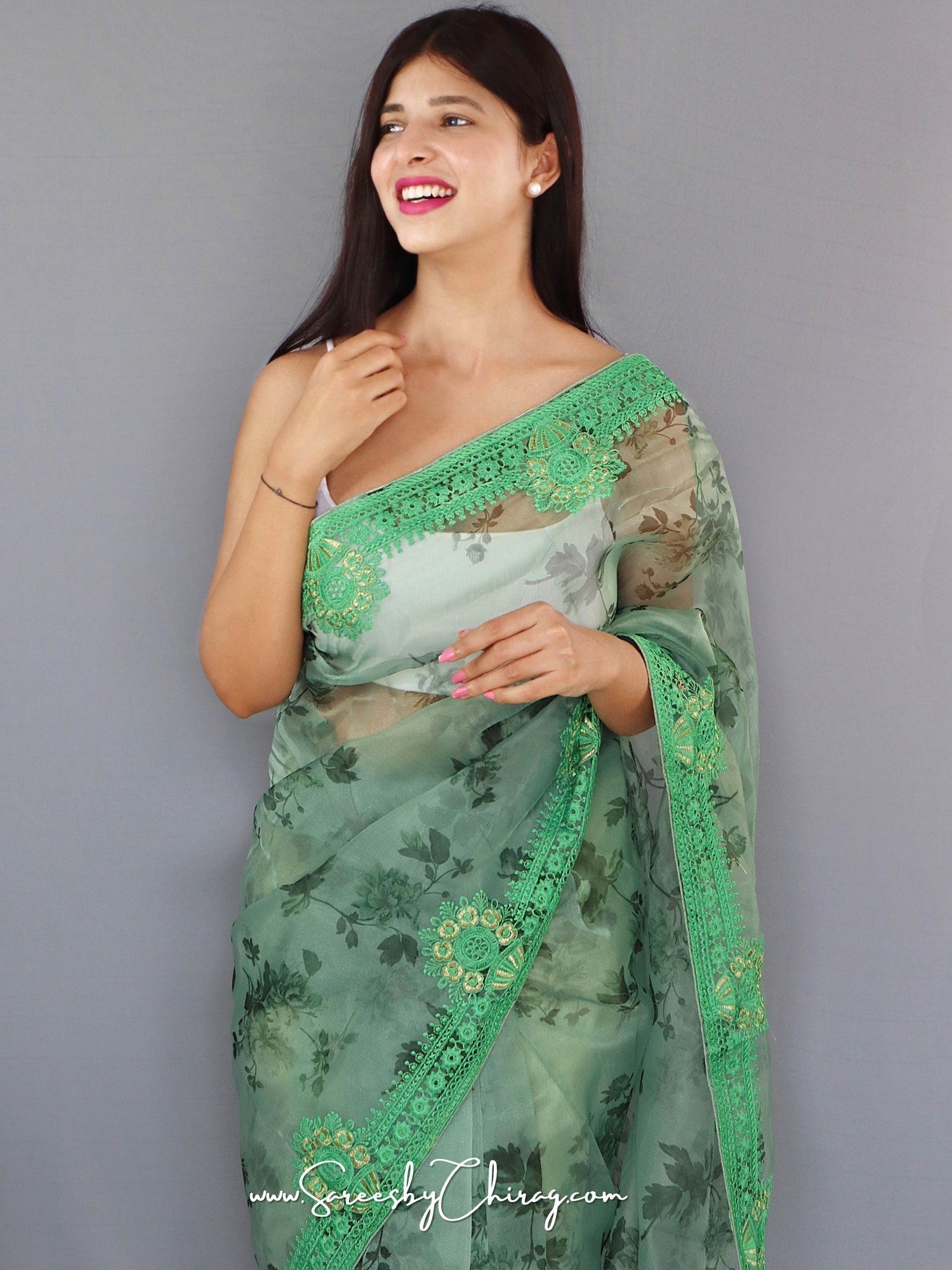 Lightweight Organza Saree with Embroidery | Man-Mohini