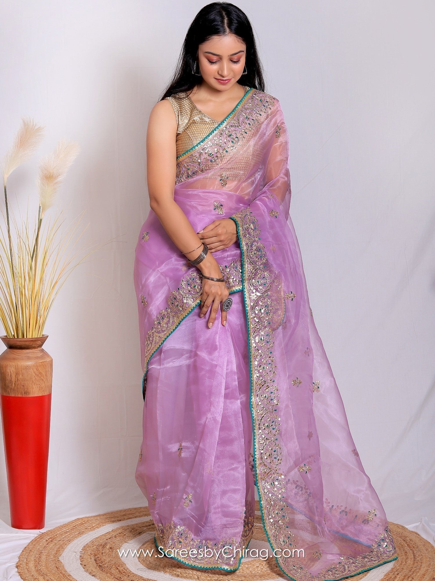 Purple Organza Saree Set – Priyal Bhardwaj