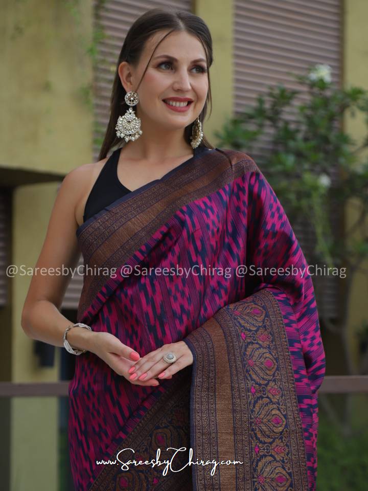 Purple Glamorous Elegance: Banarasi Copper Silk Saree | Riya
