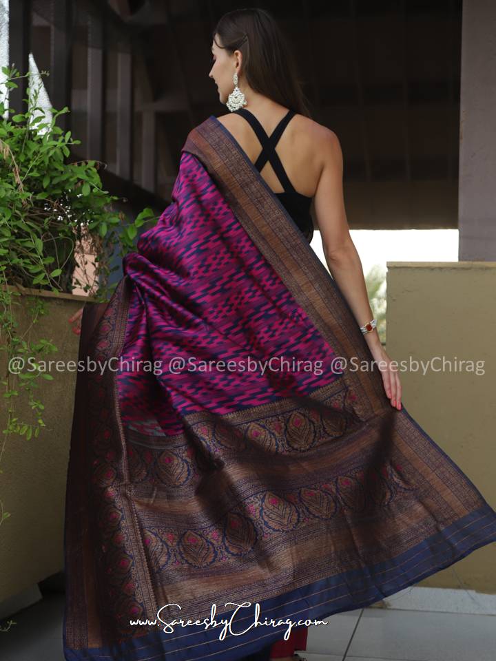 Purple Glamorous Elegance: Banarasi Copper Silk Saree | Riya